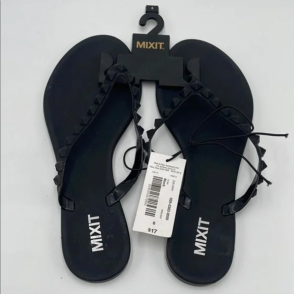 NWT Mixit Black Studded Sandals - Size 6 - Picture 1 of 7